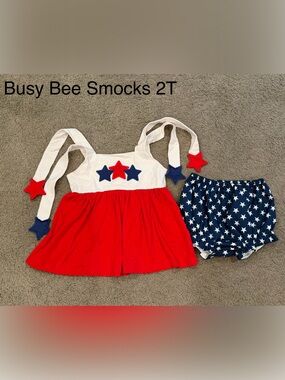 Busy Bee Smocks Patriotic Stars Bloomer Set